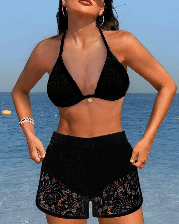 Laluna® | Elegant Solid Coloured Lace Bikini Set