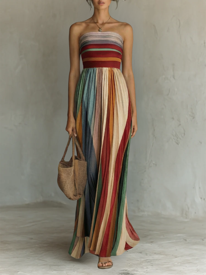 Long Colourful Dress without Sleeves