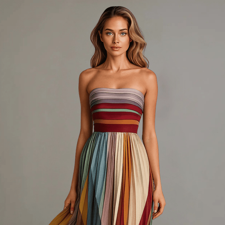 Long Colourful Dress without Sleeves