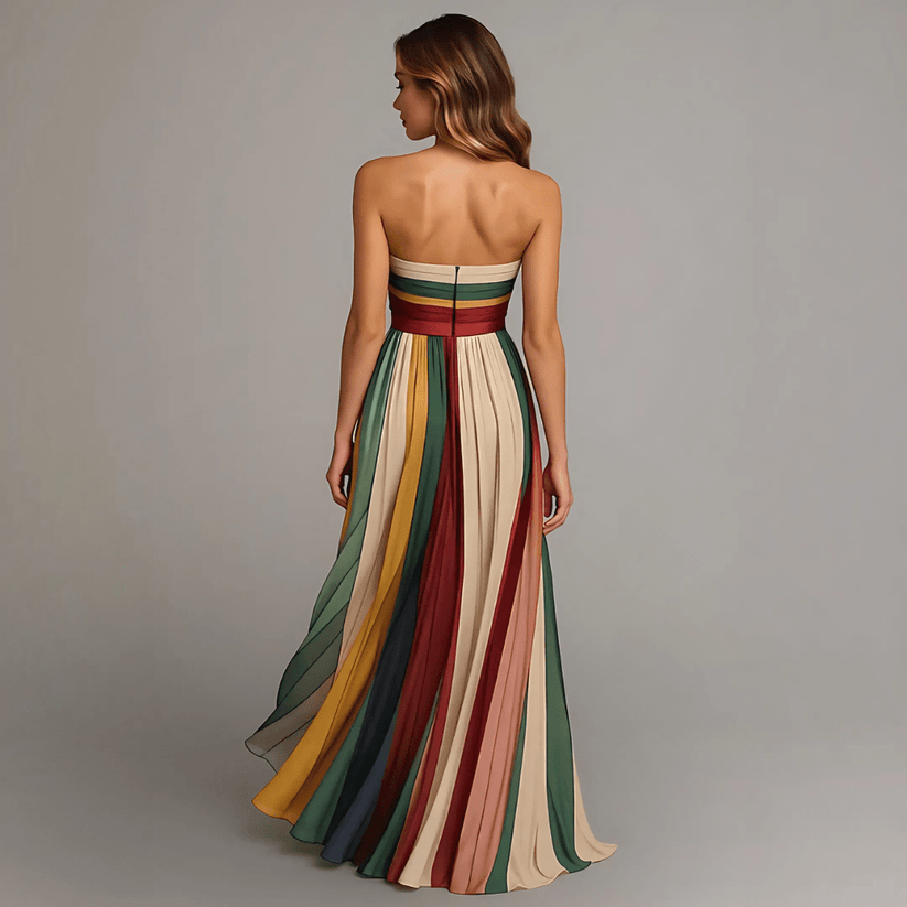 Long Colourful Dress without Sleeves